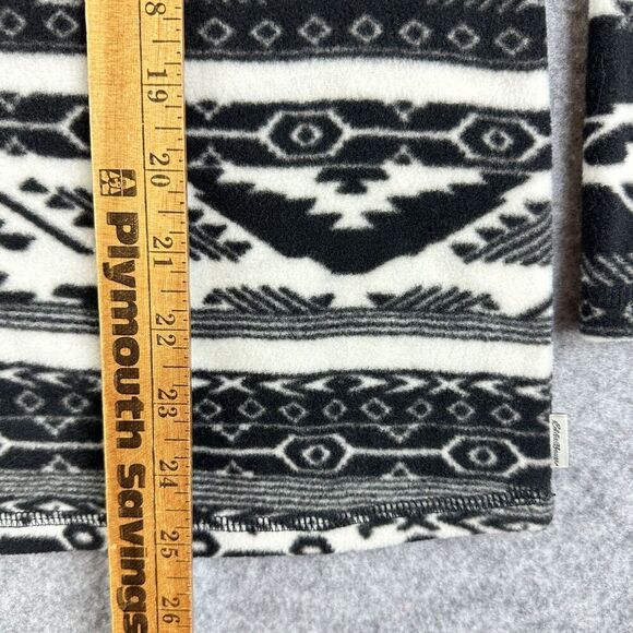 Eddie Bauer Fleece Pullover Sweater Top Womens M Black Western Aztec 1/4 Zip - Picture 10 of 13